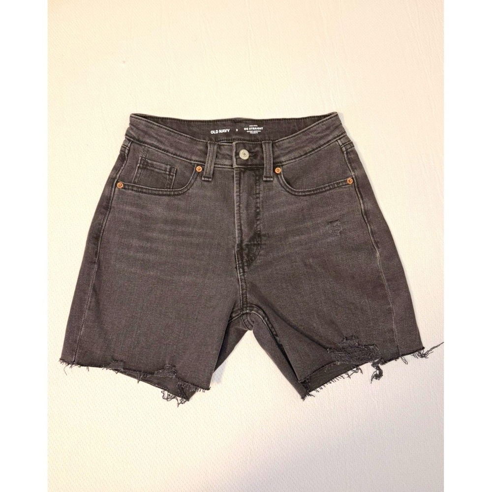 Old Navy OG Straight High Rise Gray Denim Cut Off Shorts Women's Size 2